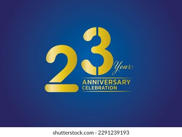 23 years anniversary celebration logotype gold color vector, 23th birthday logo, 23 number, anniversary year banner, anniversary design elements for invitation card and poster. number design vector