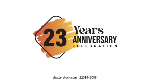 23 years anniversary celebration with orange brush and square isolated on white background for celebration event