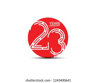 23 years anniversary design with labyrinth style inside red circle for celebration 