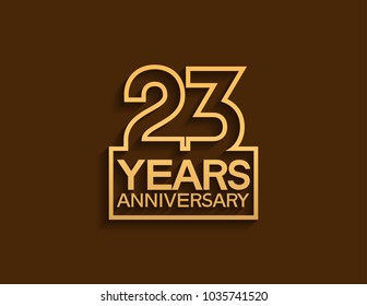 23 years anniversary design line style with square golden color for celebration event