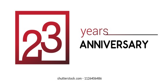 23 years anniversary design logotype with red color in square isolated on white background for anniversary celebration 
