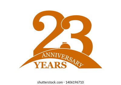 23 years anniversary, flat simple design, logo