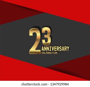 23 years Anniversary gold font with red fold on above and below font