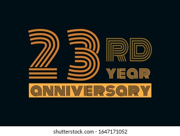 23 years anniversary line style gold color with the gray background 