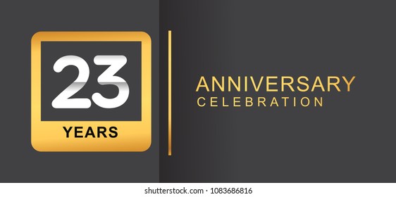 23 years anniversary logo framed with golden square isolated on black background simple and modern design for anniversary celebration.
