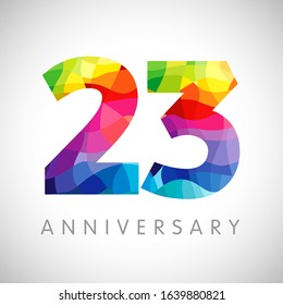 23 years anniversary logo.  Isolated abstract graphic web design template. Creative 2, 3 3D digits.