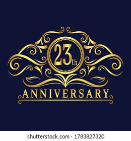 23 years Anniversary logo, luxurious 23th Anniversary design celebration.