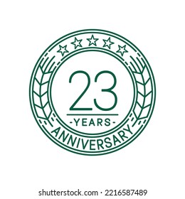 Plantilla de logotipo de 23 años. 23ª línea de arte vector e ilustración.