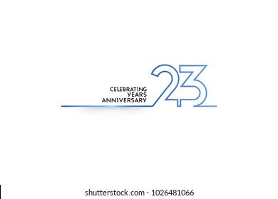 23 Years Anniversary logotype with blue colored font numbers made of one connected line, isolated on white background for company celebration event, birthday