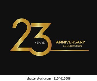 23 years anniversary logotype with single line golden and silver color for celebration
