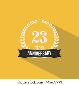 23 Years Anniversary with Low Poly Design and Laurel Ornaments