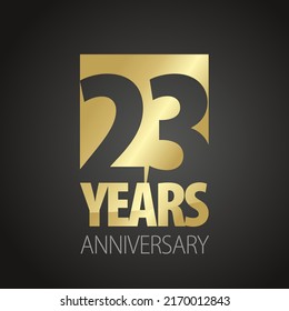 23 Years Anniversary negative space numbers gold black logo icon banner