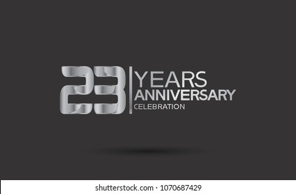 23 years anniversary silver design for celebration event isolated on black background 