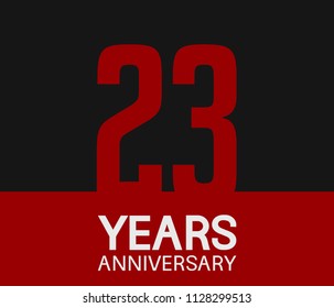 23 years anniversary simple design red number on black background for celebration template