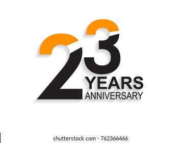 23 years anniversary simple design with white slash in orange and black number for celebration event