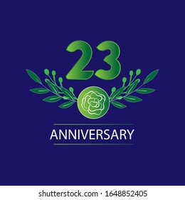 23 Jahre Jubiläum. Vektorillustration Design Grußkarte mit dekorativem Blumen für Feiern