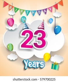 23 Years Birthday Design Greeting Cards Stock Vector (Royalty Free ...