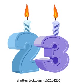 23 years birthday. Number with festive candle for holiday cake. twenty three Anniversary