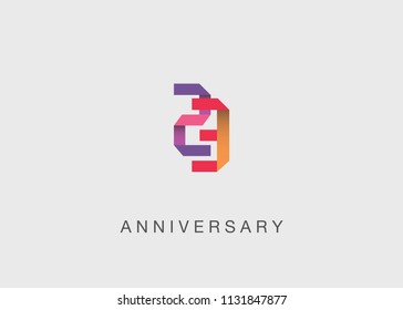 23 Years colorful Anniversary design with overlapping font number, isolated on white background