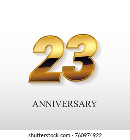 23 Years Golden Anniversary Vector Logo Design Isolated on White Background 