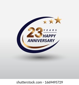 23 years golden happy anniversary logo celebration vector graphic
