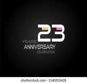 23 years simple black background with elegance white anniversary and orange, pink color accent