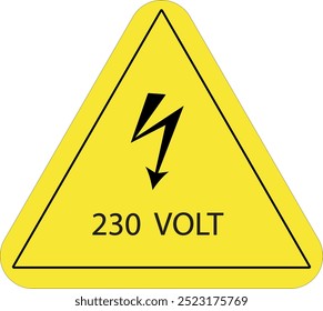 230 VOLT Label Symbol Sign, Vector Illustration, Isolated On Yellow Background Label