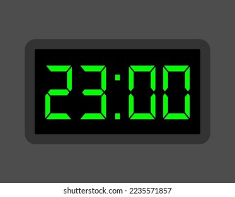 23:00 hours digital clock. Alarm clock design for schedule. Timer icon with digital numbers for appointments and business