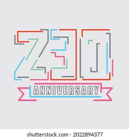 230th Years Anniversary Logo Birthday Celebration Abstract Design Vector Illustration.