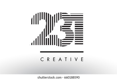 231 Black and White Number Logo Design with Vertical and Horizontal Lines.