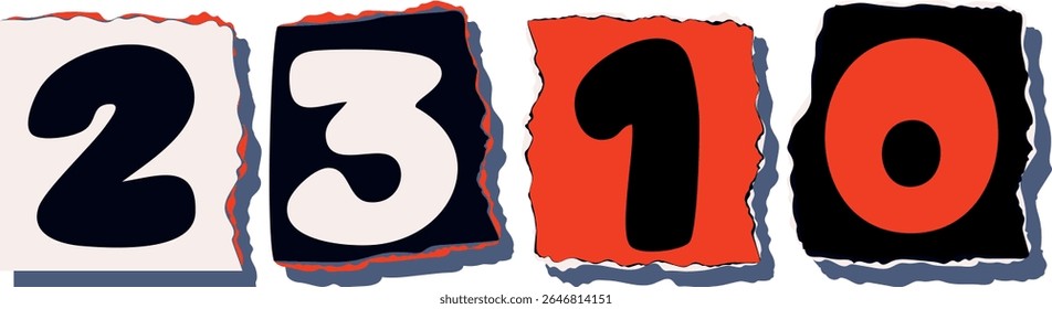 2310 Retro torn paper number Design art