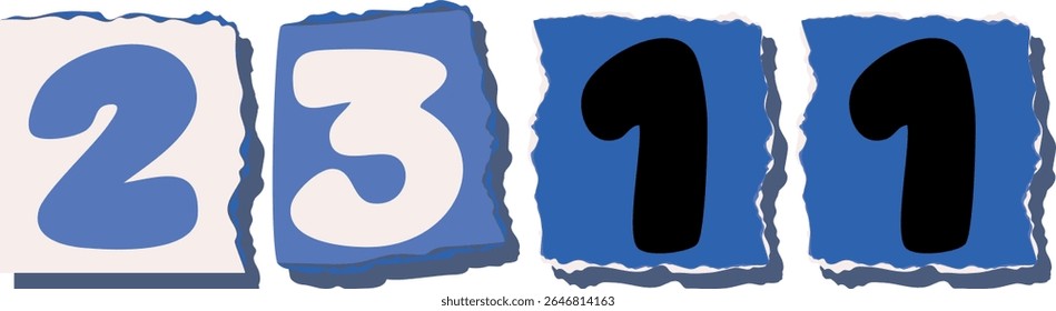 2311 Retro torn paper number Design art