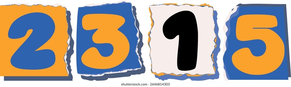2315 Retro torn paper number Design art