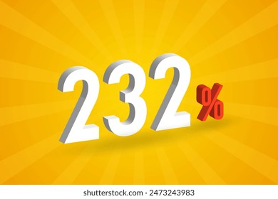 232% discount 3D text for sells and promotion.