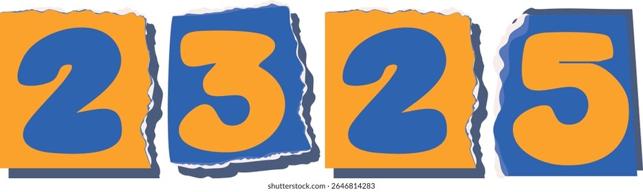 2325 Retro torn paper number Design art