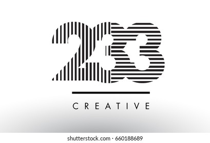 233 Black and White Number Logo Design with Vertical and Horizontal Lines.