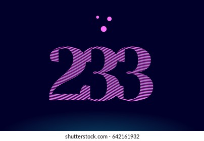 233 number digit logo pink line stripes magenta purple blue font creative text dots company vector icon design