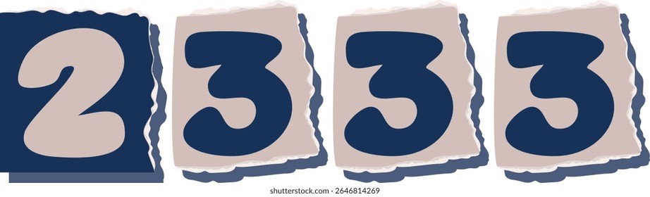 2333 Retro torn paper number Design art
