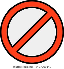 234 - Banned Line Filled Vector Icon Design