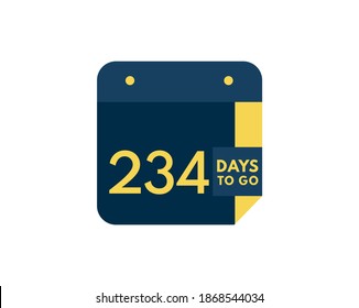 234 days to go calendar icon on white background, 234 days countdown, Countdown left days banner image