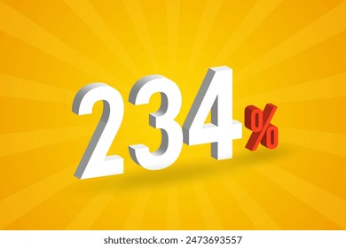 234% discount 3D text for sells and promotion.