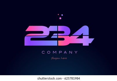 234 pink blue purple number digit numeral dots creative company logo vector icon design template