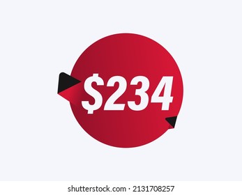 $234 USD sticker vector illustration