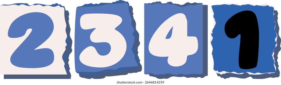 2341 Retro torn paper number Design art