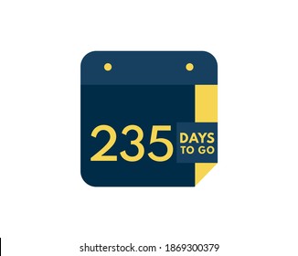 235 days to go calendar icon on white background, 235 days countdown, Countdown left days banner image