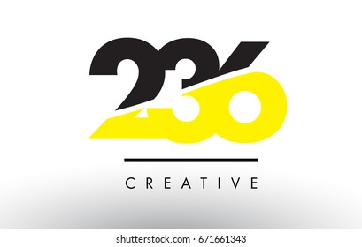 236 Black and Yellow Number Logo Design cut in half.