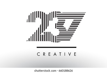 237 Black and White Number Logo Design with Vertical and Horizontal Lines.