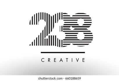 238 Black and White Number Logo Design with Vertical and Horizontal Lines.