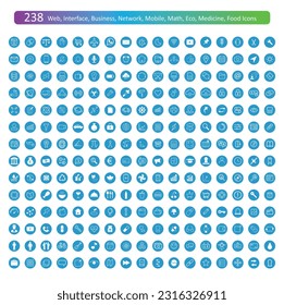 238 Set of icons vector, business finance icon vector, network phone banking icons vector, internet media communication icon vector. icons collection