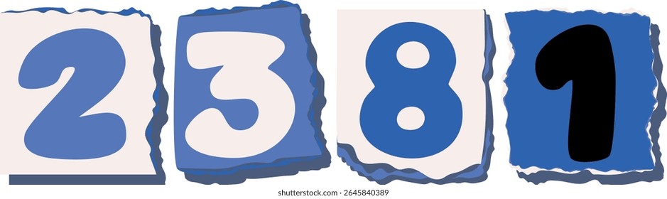 2381 Retro torn paper number Design art